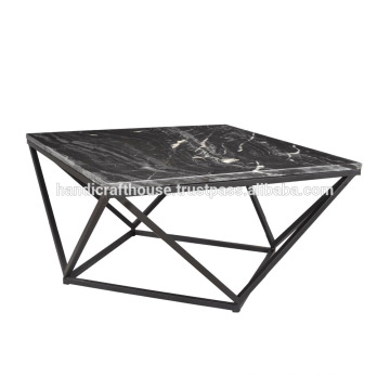 Industrial Granite Top with Metal Base Coffee Table